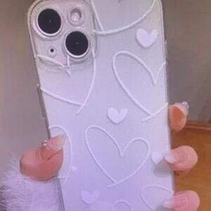 Stylish White Heart Pattern Phone Case